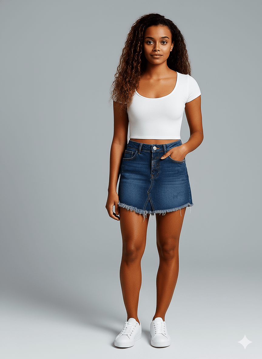 Saia Jeans destroyed Desfiado