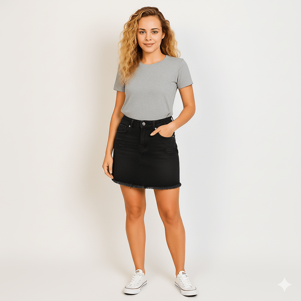 Saia Jeans destroyed   