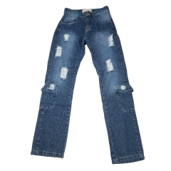 calça Jeans destroyed com Bolso