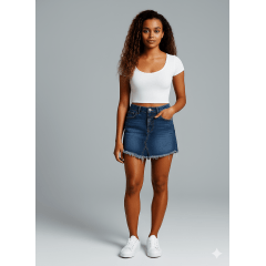 Saia Jeans Destroyed  Desfiado