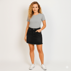 Saia Jeans destroyed preto