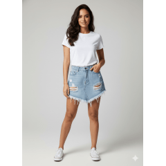 Saia Jeans Destroyed Rasgado