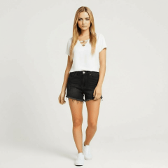 Short Jeans Destroyed Preto